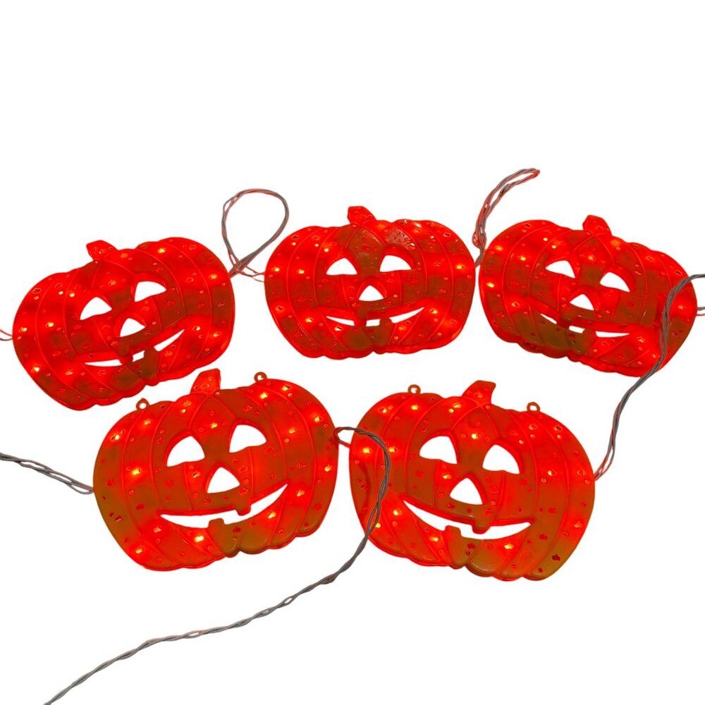 Vtg Noma Halloween Pumpkin Light-Up Window Hanging Decor Corded 16" Retired